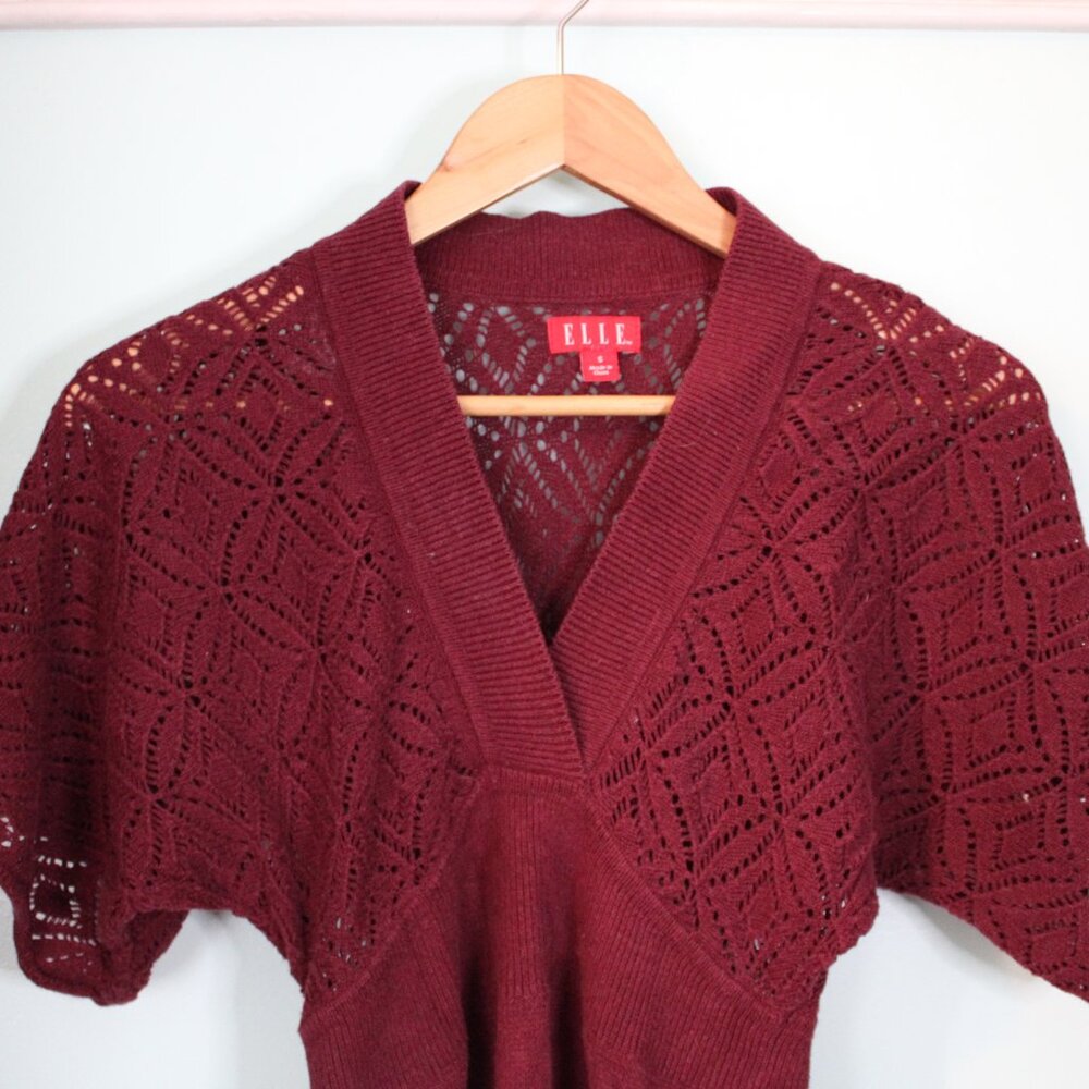 Elle Red Knit Style Layering Sweater Dress